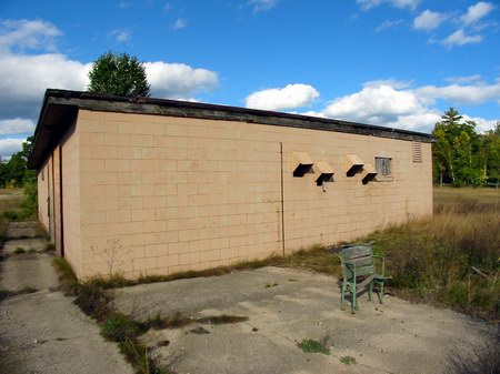 Tawas Drive-In Theatre - Proj Booth And Johns - Photo From Water Winter Wonderland (newer photo)